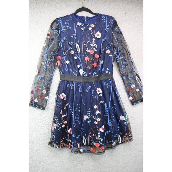 Unbranded Sheer Floral Embroidered Dress-Whimsigoth-Size Large-Lined - Picture 1 of 8